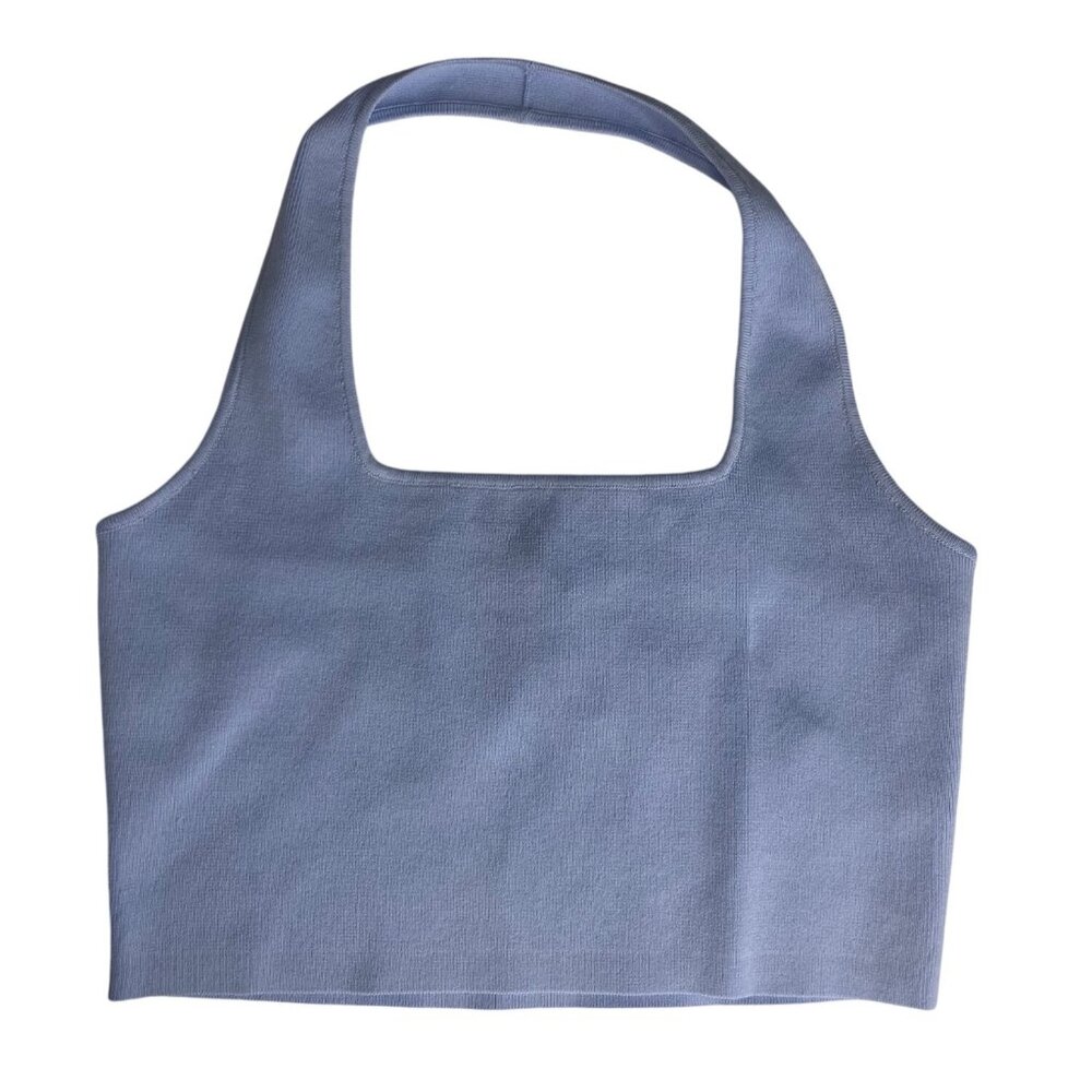 The Drop Square Neck Halter Top Cropped Tank Top Womens Large Sky Blue New